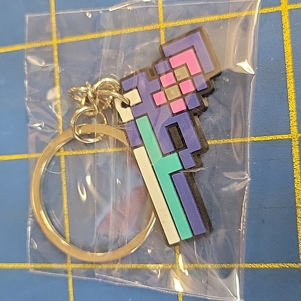 Minecraft-themed pixel gun keyring